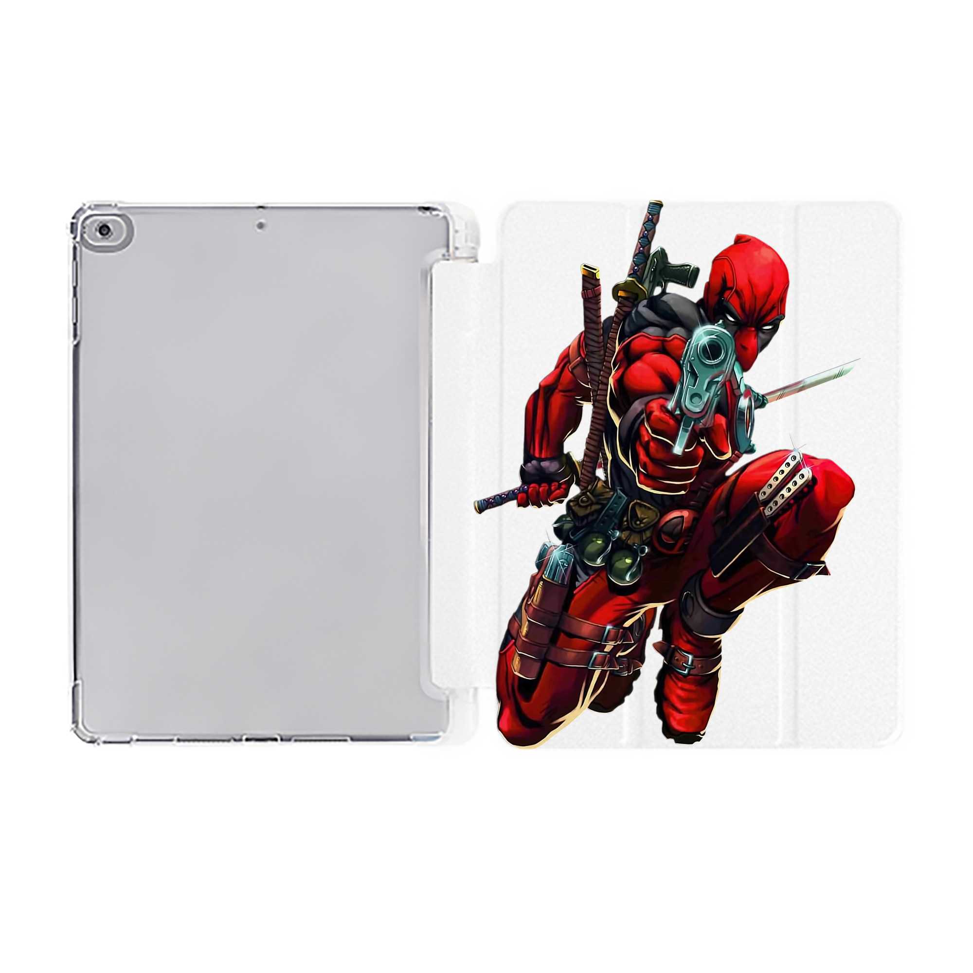 （画像用） Deadpool デッドプール IPad ケース ペン収納付き 三つ折りスタンド PUレザー×シリコン 対応機種9.5/10.5/10.9インチ